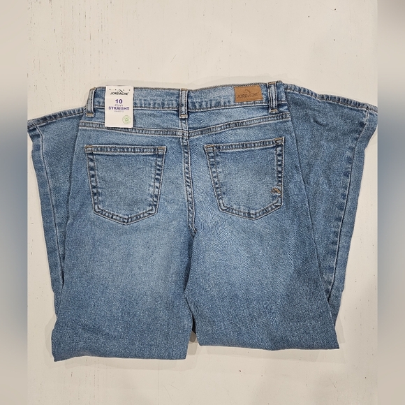 Jordache Medium Blue Baggy Straight Leg Jeans, Adjustable Waist. Size 10. New - Picture 3 of 4